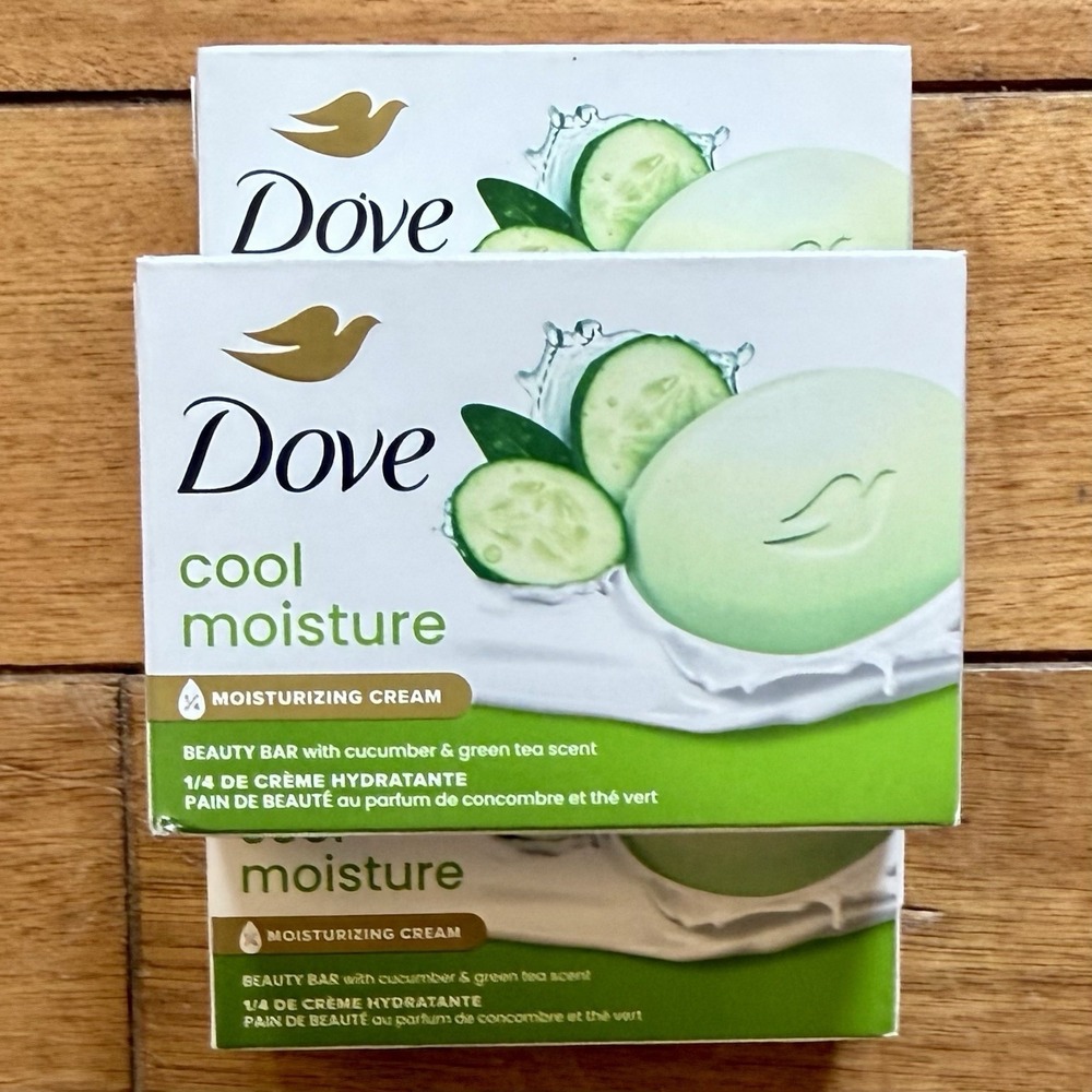 3 BARS - Dove Go Fresh Cool Moisture Cucumber Green Tea 3.75oz‎ Bar Soap